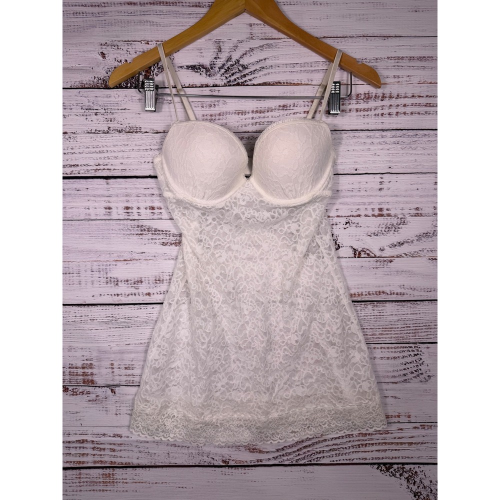 Victoria's Secret The Lacie Chemise M White Lace Push Up Slip Bridal Coquette